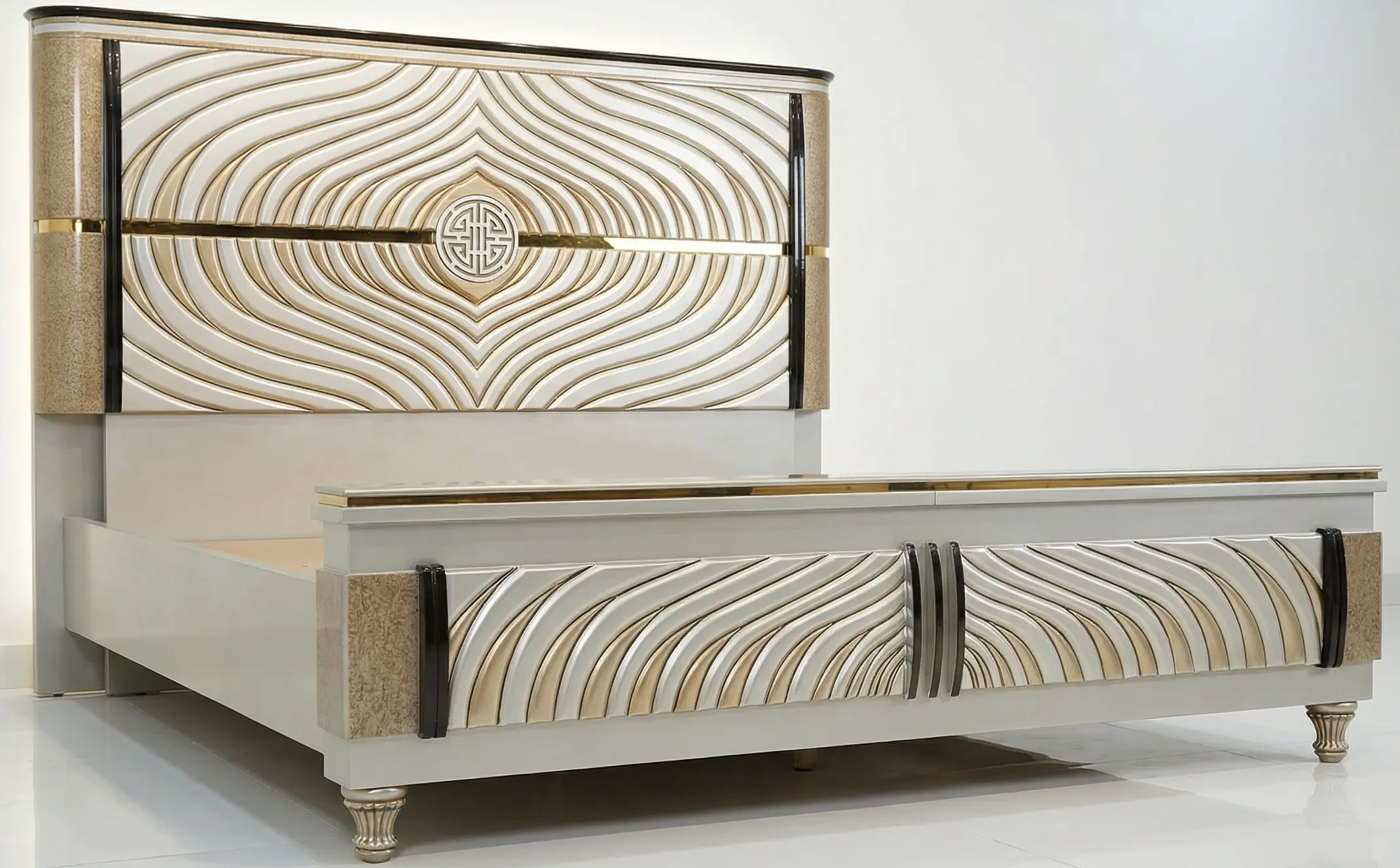 Wave Crest Style Bed Set | Modern Furniture Multan