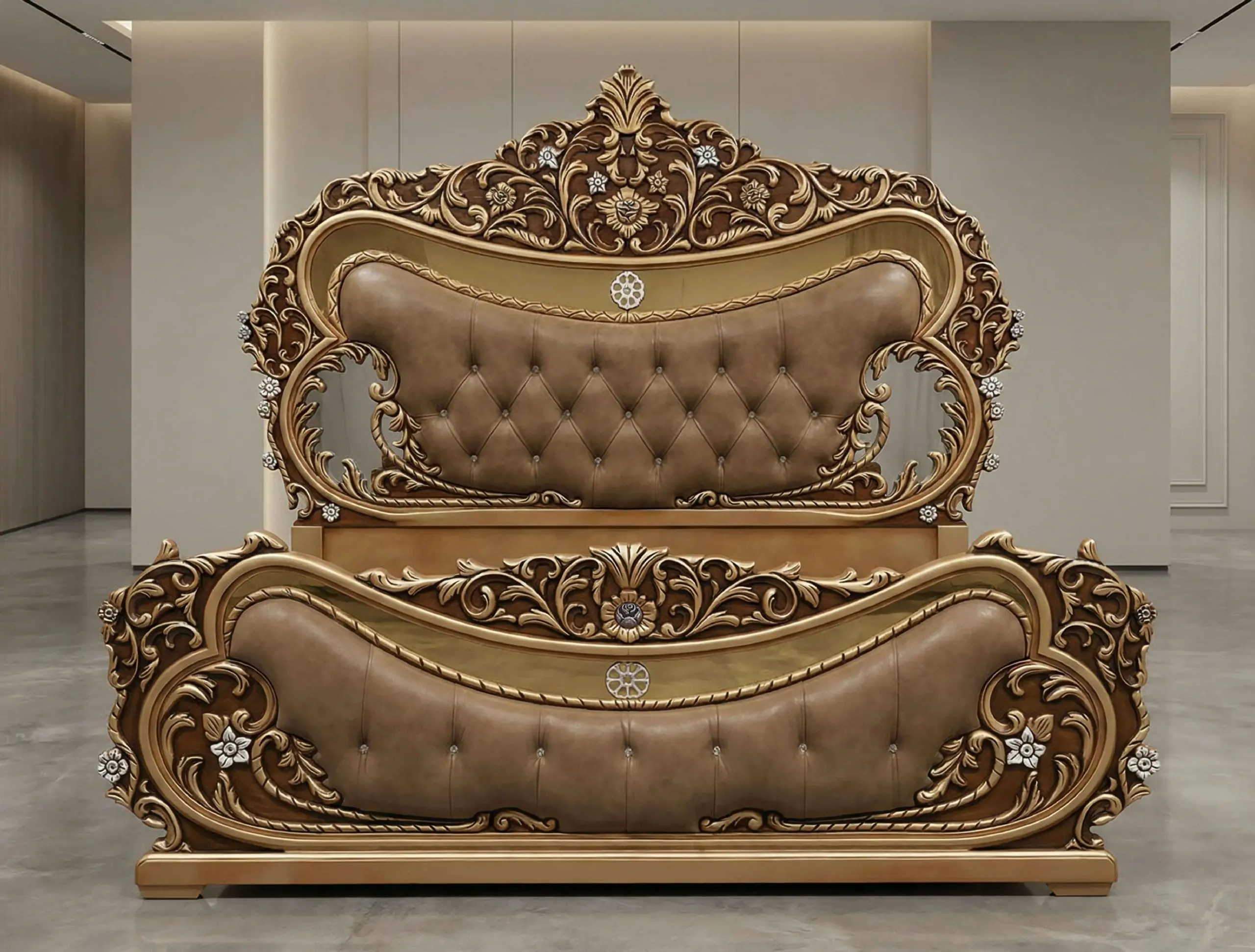 Crown Rope Curve Mirror Dresser Set | Traditional Furniture Multan