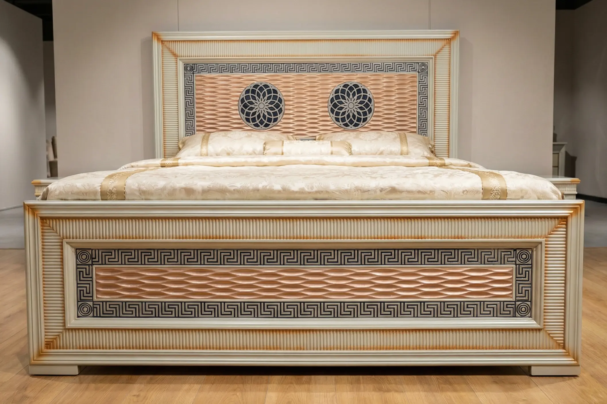 Twin Circle Peach Line Bed | Contemporary Furniture Multan