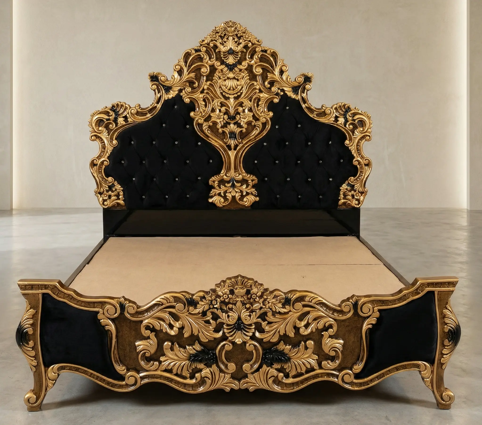 Obsidian Gold Bed Set | Modern Wooden Furniture Multan