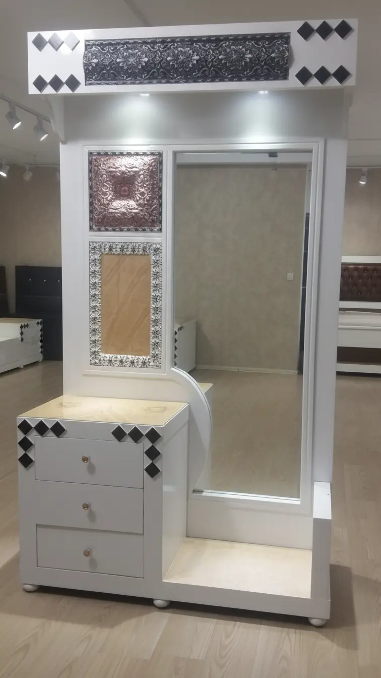 Diamond Patch Silver Art Bed's Dressing